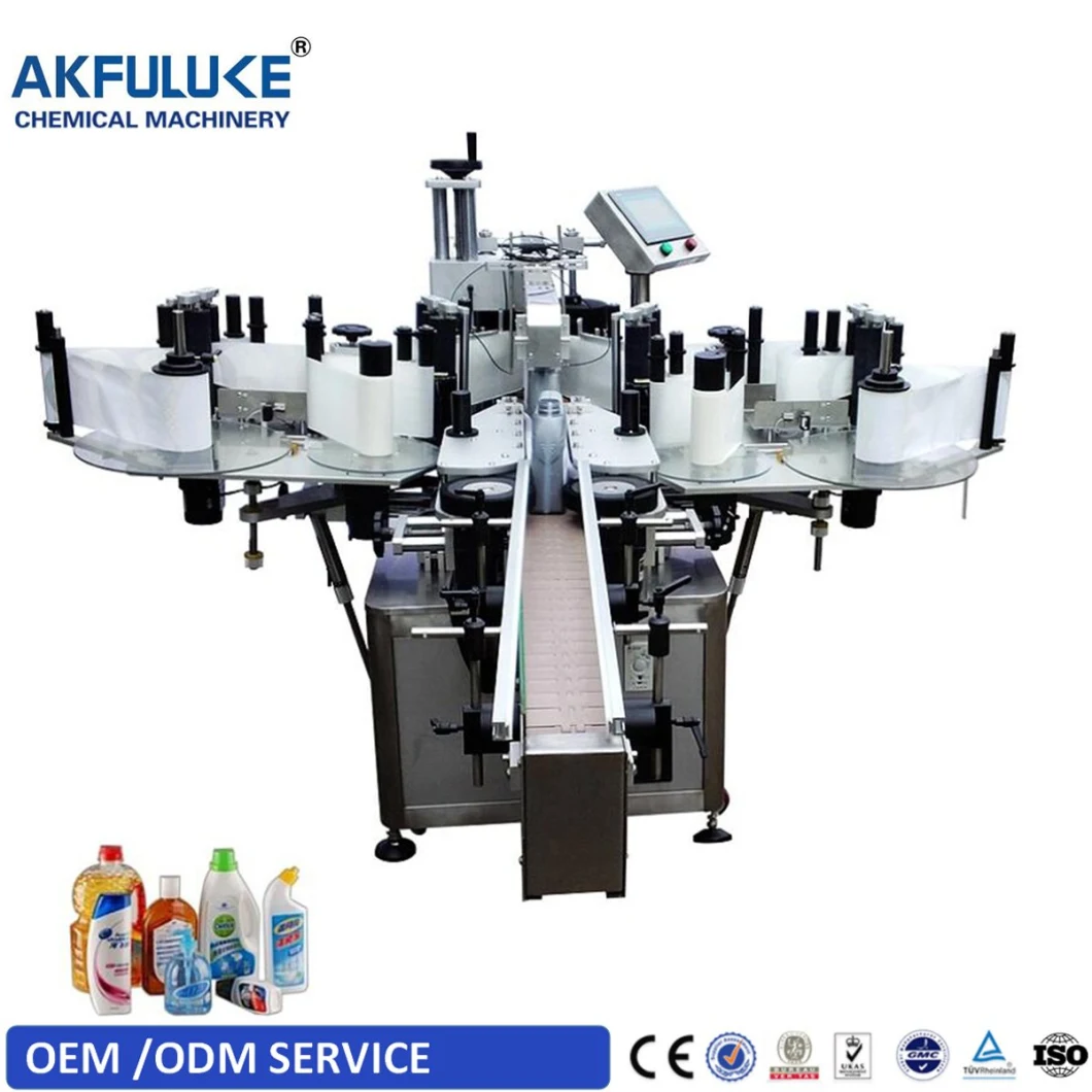 Multi Function Industrial Fully Automatic Small Adhesive Sticker Single Double Side Label Square Round Flat Surface Plastic Cosmetic Bottle Labeling Machine